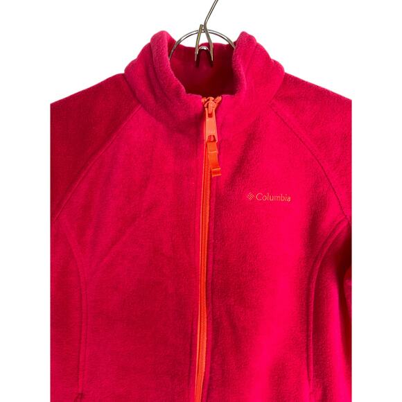 Columbia Fleece Jacket Bright Pink Full Zip Soft Warm Girls Youth L (14/16) - Picture 2 of 8
